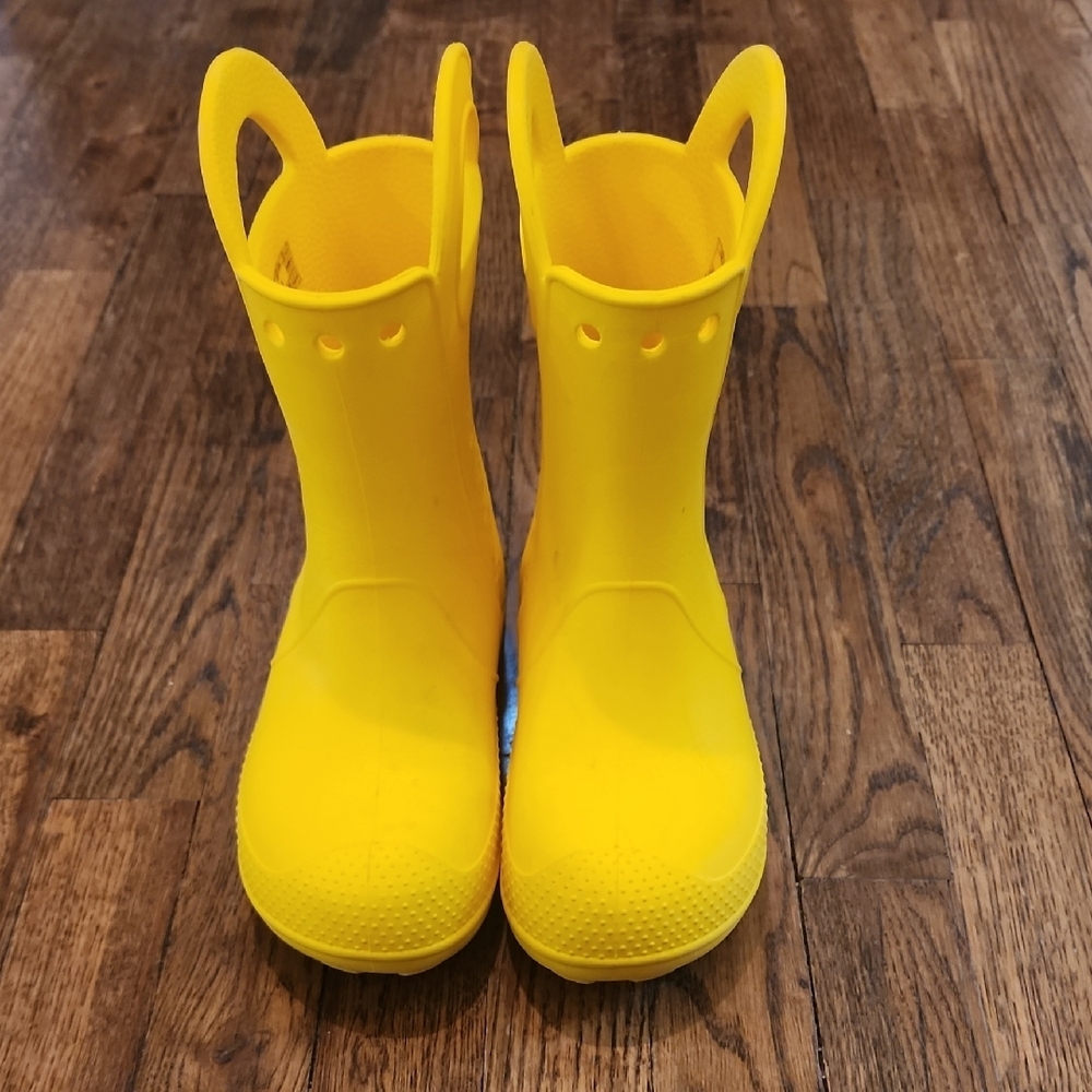 CROCS Yellow Rain & Snow Boots with Pull Handles